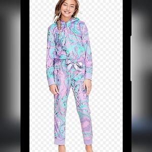 Justice Marble Hoodie Jumpsuit Pajamas size 12